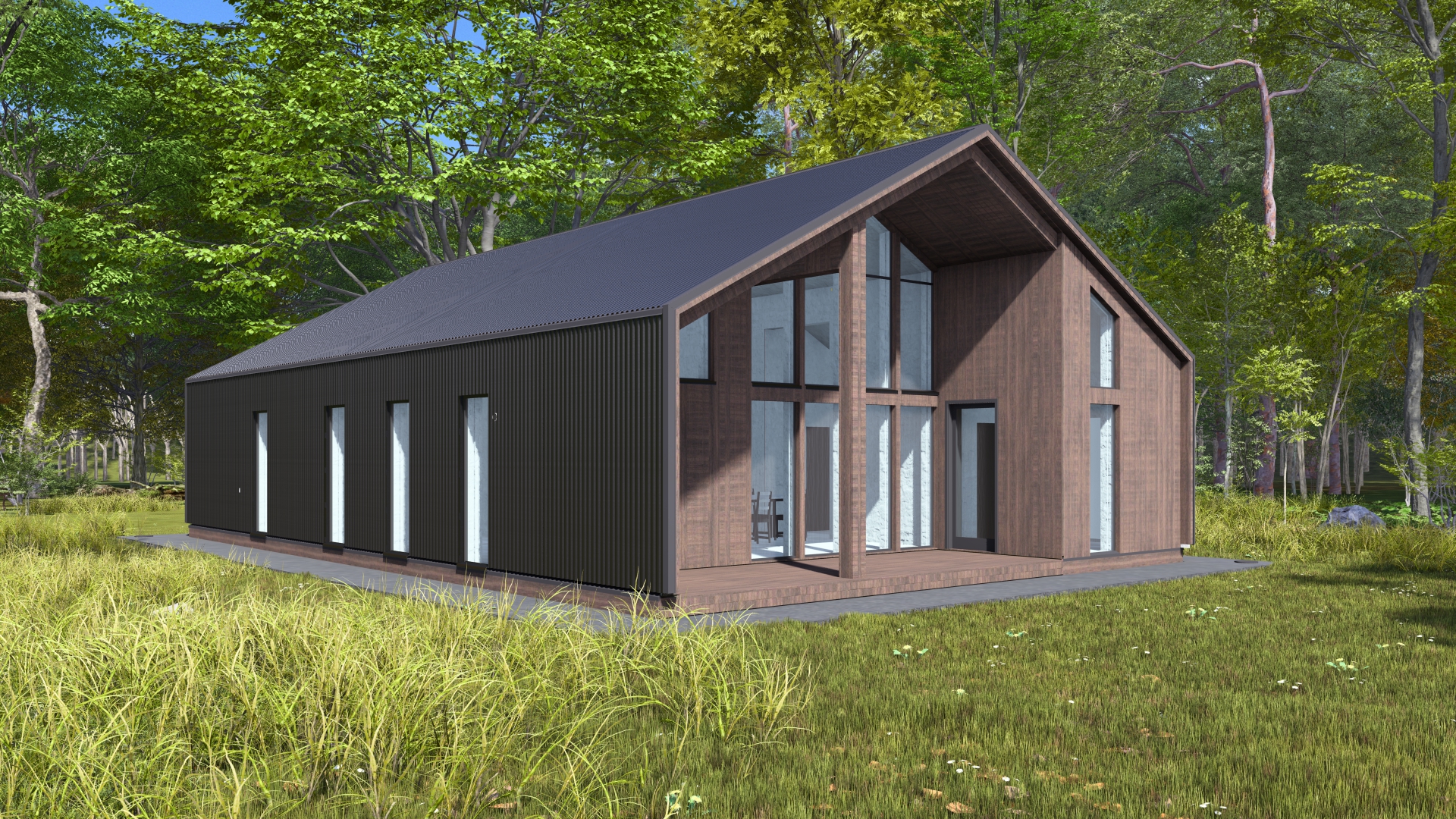 Openbarn 168 с двускатной крышей